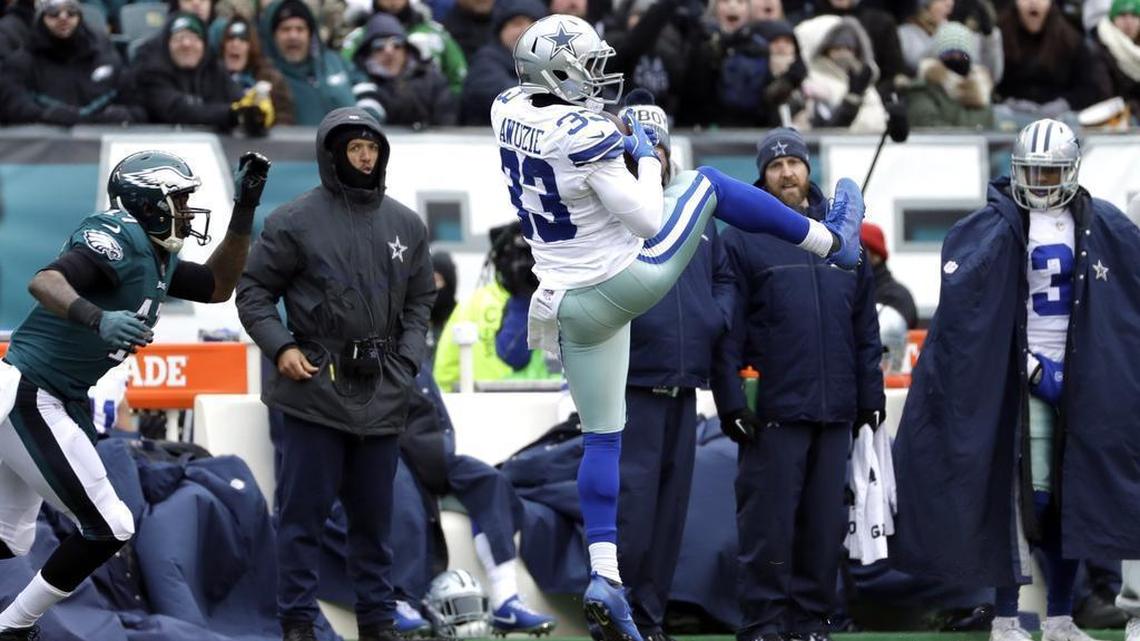 Dallas Cowboys' Chidobe Awuzie makes the first interception of his career.