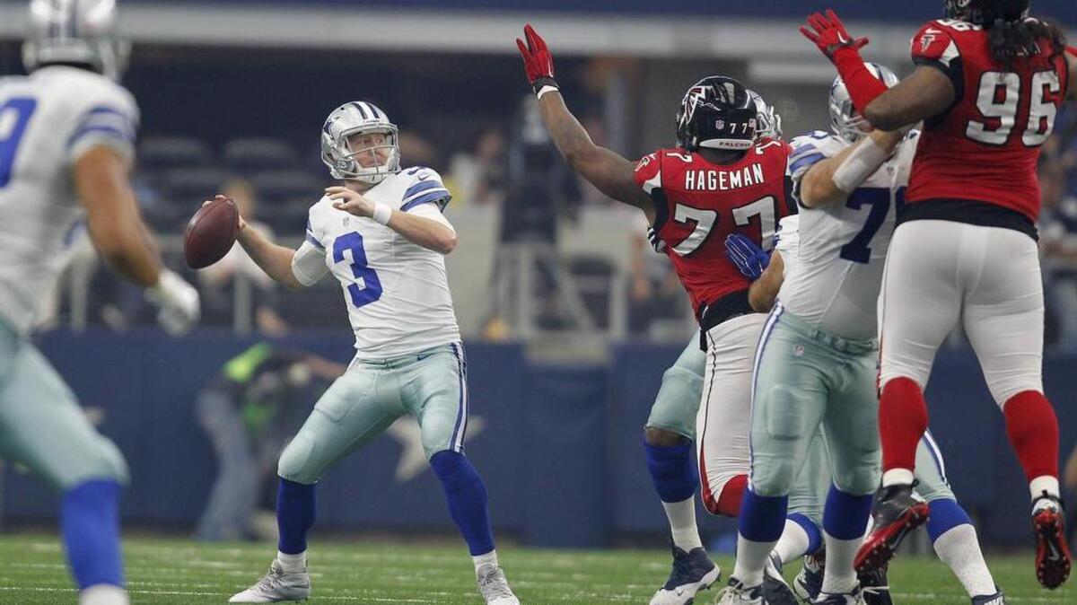 
Quarterback Brandon Weeden passed for 232 yards against Atlanta.
