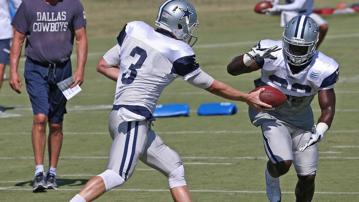 
Running back Christine Michael, taking a handoff from quarterback Brandon Weeden last week, is getting reps with the first team this week.
