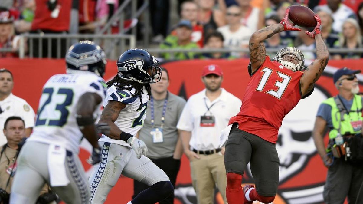 Tampa Bay Buccaneers wide receiver Mike Evans, a former Texas A&M star, makes for an imposing target. He has 10 touchdown catches this season.