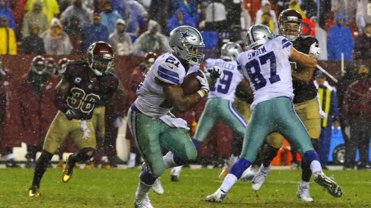 The Cowboys used Ezekiel Elliott to control the game Sunday, giving their star running back a career-high 33 carries in a 33-19 victory over the Redskins.