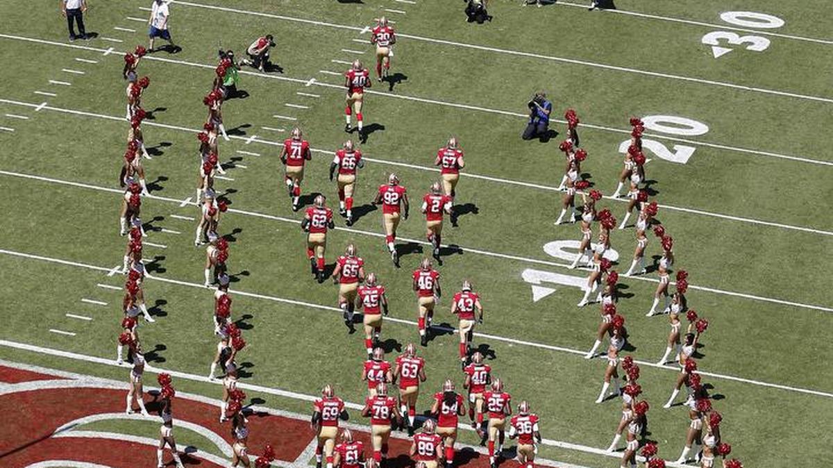 
The Levi’s Stadium turf, shown in a photo last preseason, was not an issue Sunday as it held up well only four days after being installed.
