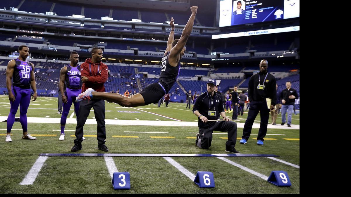 
Wake Forest cornerback Kevin Johnson, shown at the combine in February, grew up a Ravens fan but is ready to change allegiances depending on who drafts him. 
