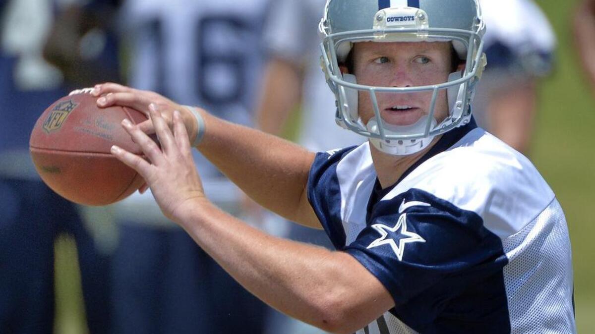 
Quarterback Dustin Vaughan has been inconsistent in training camp this season.
