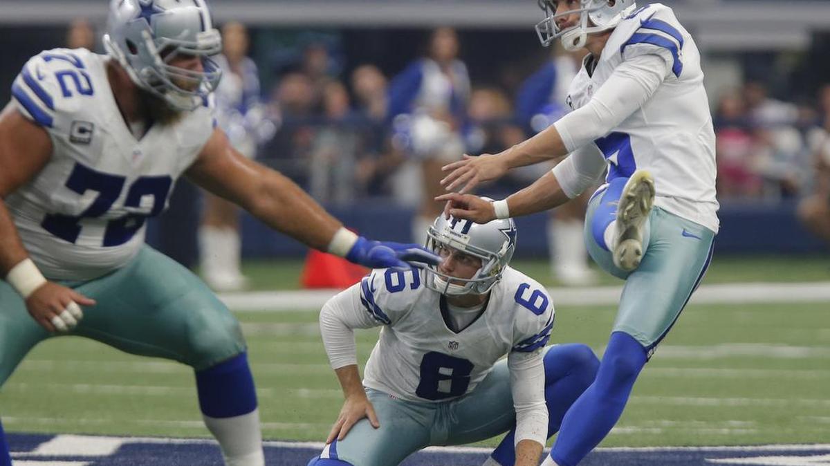 Dallas Cowboys kicker Dan Bailey (5) made four field goals against the New York Giants Sunday but laments the possible game winner didn’t get to attempt.