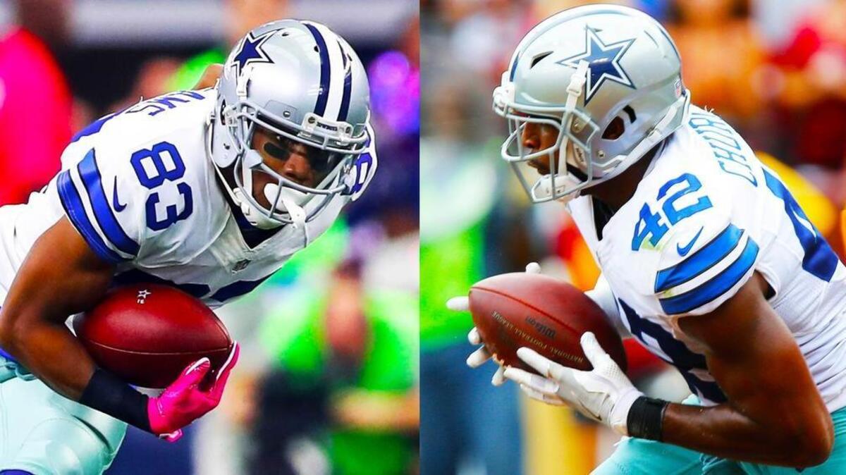 Dallas Cowboys WR Terrance Williams, left, will stay with the Cowboys. Barry Church, right, will go to the Jaguars.
