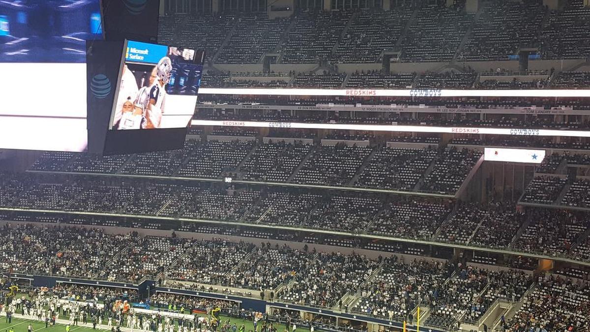 Just before kickoff much of AT&T Stadium was empty as Cowboys fans were either late to arrive or decided to skip the game against the Redskins Thursday night in Arlington.