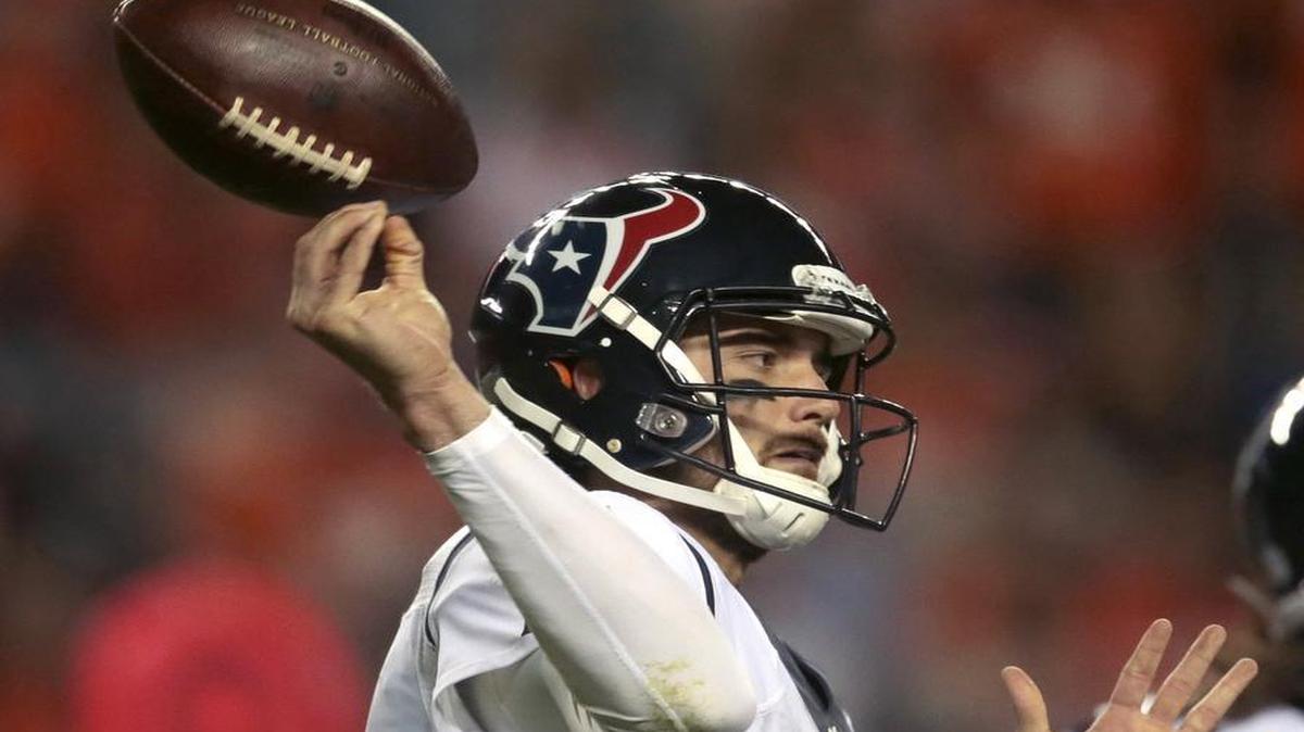 Houston Texans quarterback Brock Osweiler (17) loses control of the football for a fumble during the second half against the Denver Broncos on Monday. The Texans may be having a case of buyer’s remorse with Osweiler.