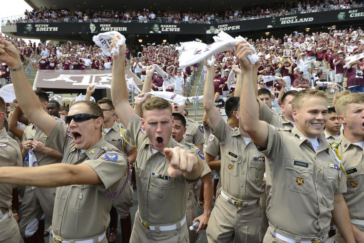 The Corps of Cadets helps make game day at Texas A&M’s Kyle Field — with a new seating capacity of 102,512 — unique.