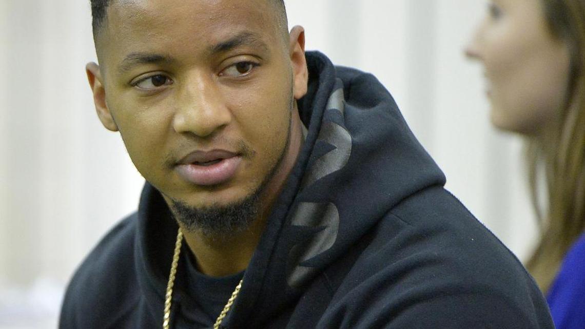 Former TCU and now Redskins receiver Josh Doctson visited during TCU Pro Day at TCU Sammy Baugh Indoor facility in Fort Worth, TX, Friday, April 7, 2017.