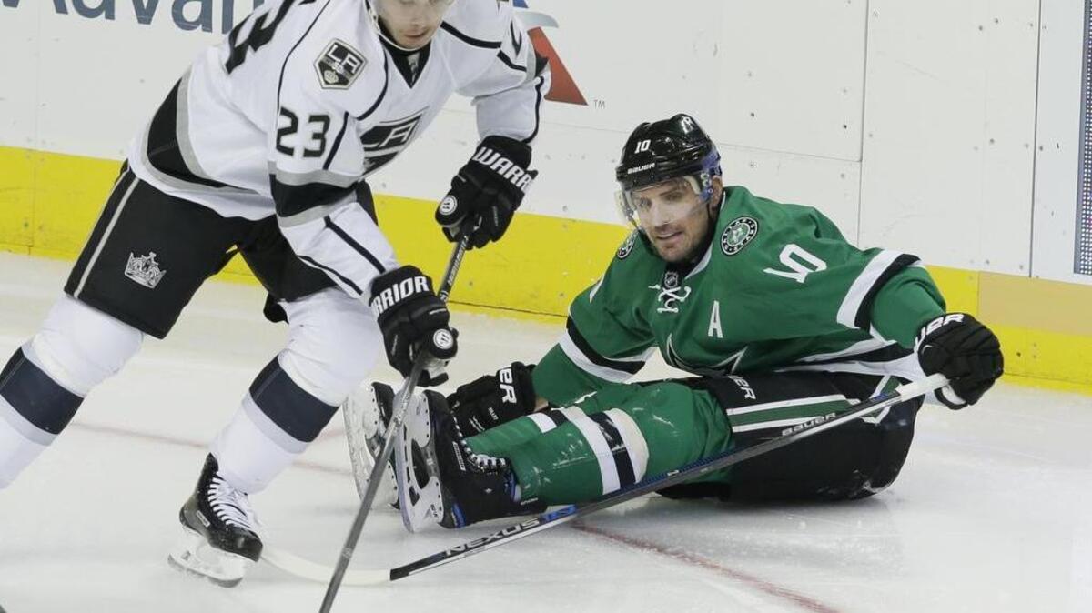 Dallas Stars wing Patrick Sharp, right, is expected to miss Saturday’s game against Columbus because of concussion-like symptoms.