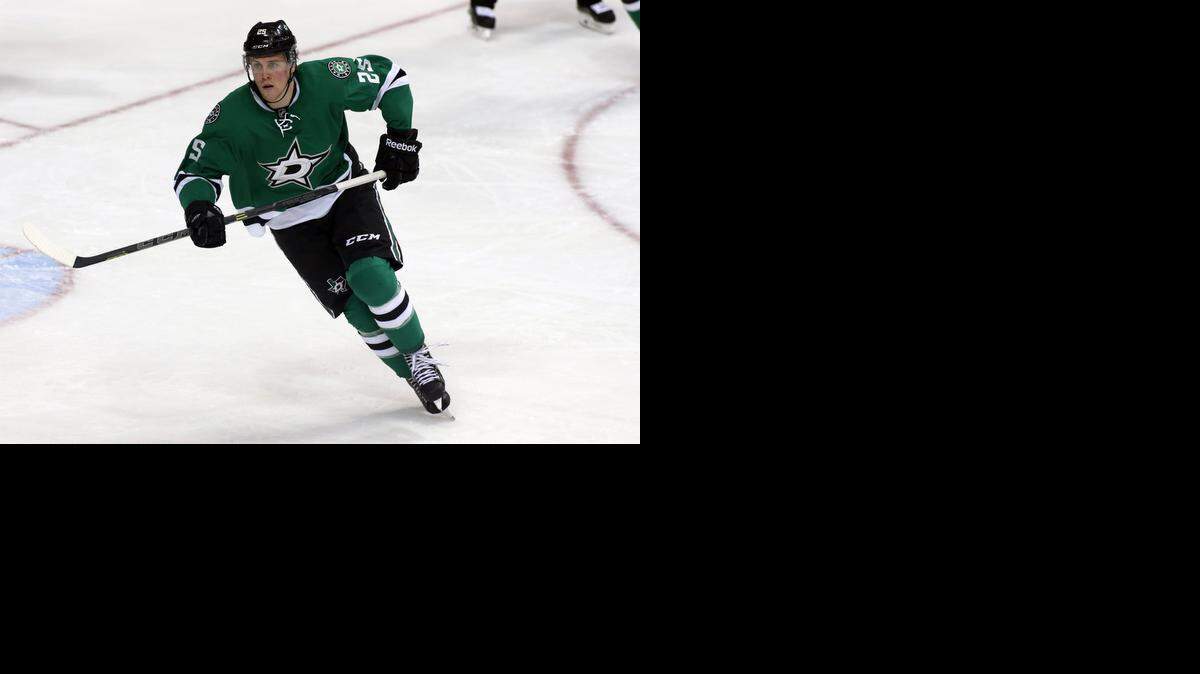 
Dallas Stars right wing Brett Ritchie  skates in the third period against the Arizona Coyotes on Wednesday in Dallas. Ritchie scored his first NHL goal in the second period. 
