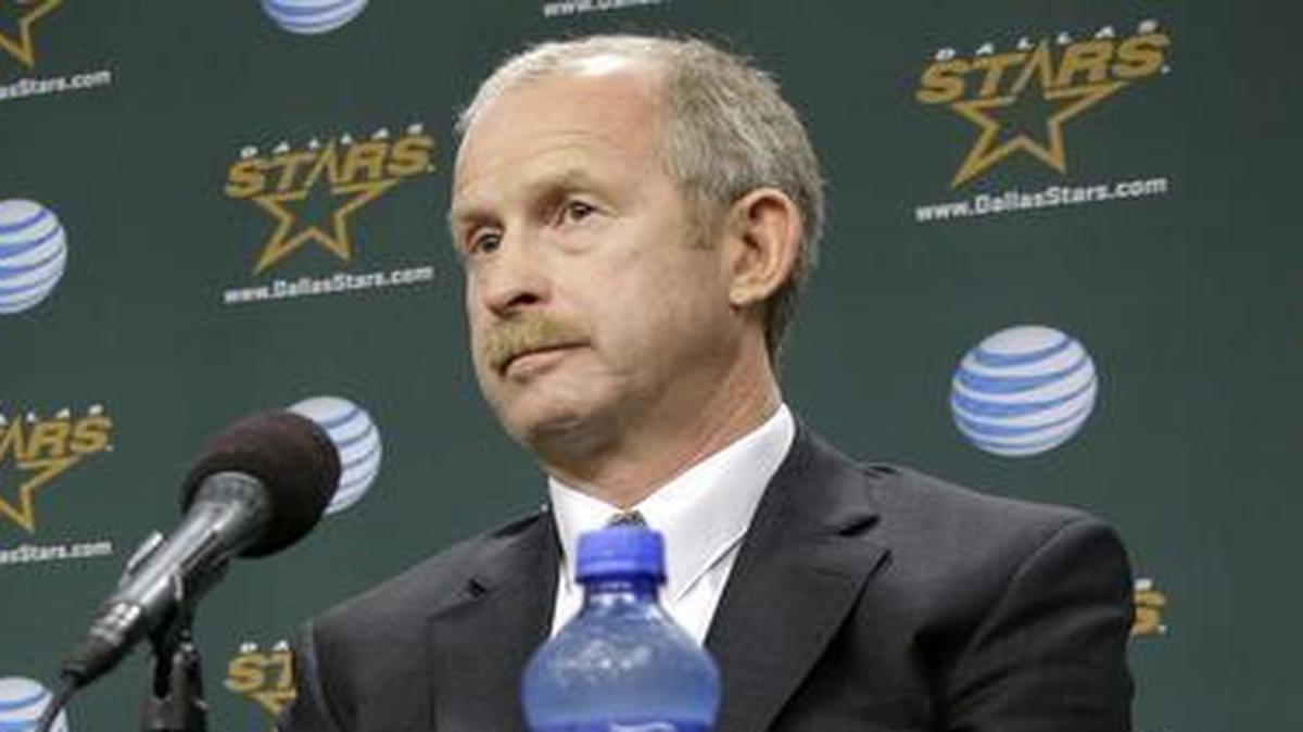 Dallas Stars general manager Jim Nill, right, at his hiring in 2013 with owner Tom Gaglardi, says the signing of Lauri Korpikoski bolsters the Stars’ depth at forward.