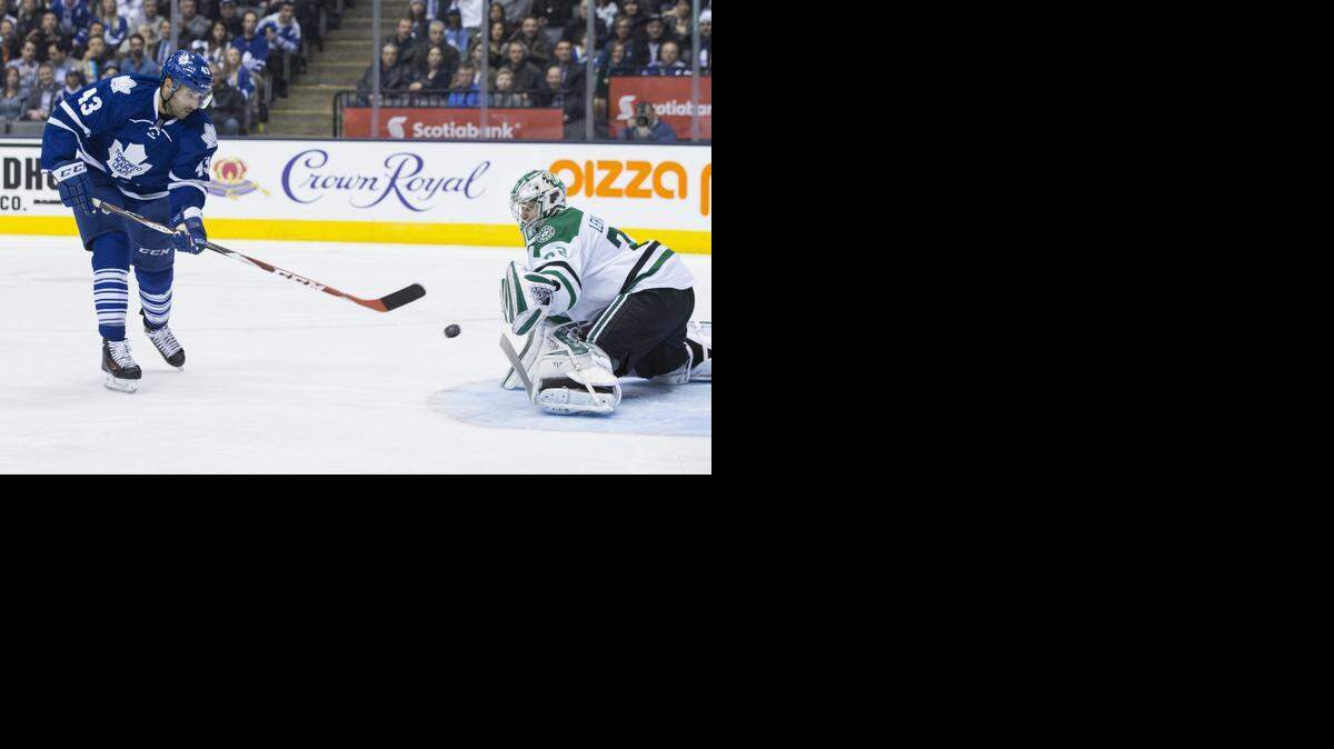 
Maple Leafs forward Nazem Kadri had a goal and two assists in a 5-3 win over goaltender Kari Lehtonen and the Dallas Stars when the teams met in Toronto on Dec. 2.


