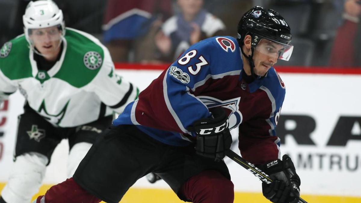 Colorado Avalanche left wing Matt Nieto, right, used an empty-netter in the closing seconds to record his first career hat trick Tuesday against the Dallas Stars.
