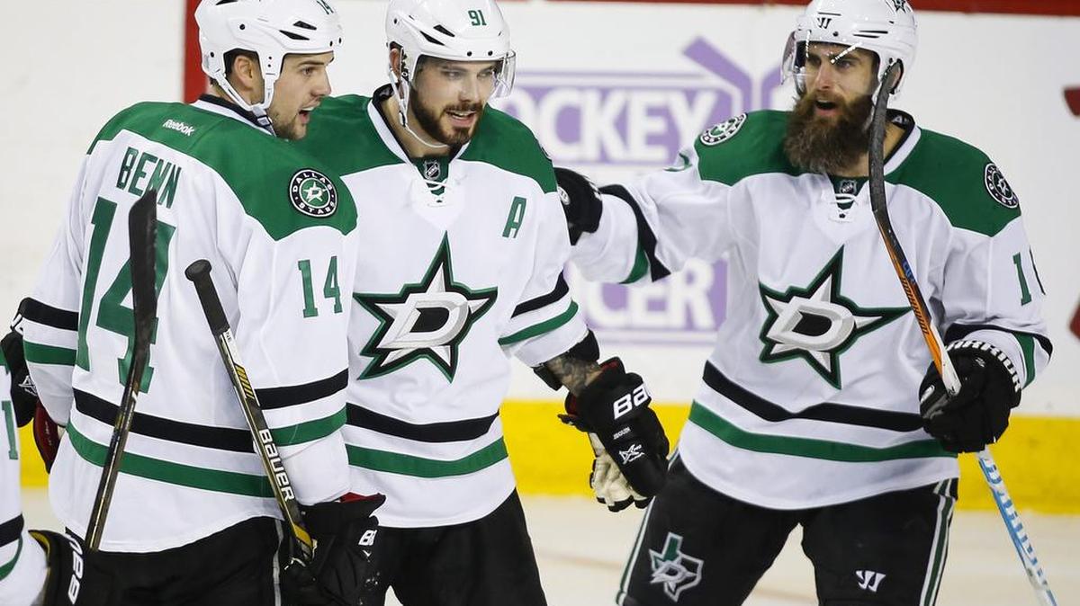 Dallas Stars, from left, Jamie Benn, Tyler Seguin and Patrick Eaves have chugged along despite losing six forwards to injury this season. They will aim for their third win in a row at 3 p.m. Sunday in Vancouver on Fox Sports Southwest.