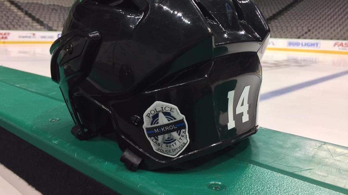 Badges honoring fallen police officers from the July 7 sniper attack will be worn on the helmets of the Dallas Stars tonight at the American Airlines Center. The Stars host Anaheim at 7:30 p.m.