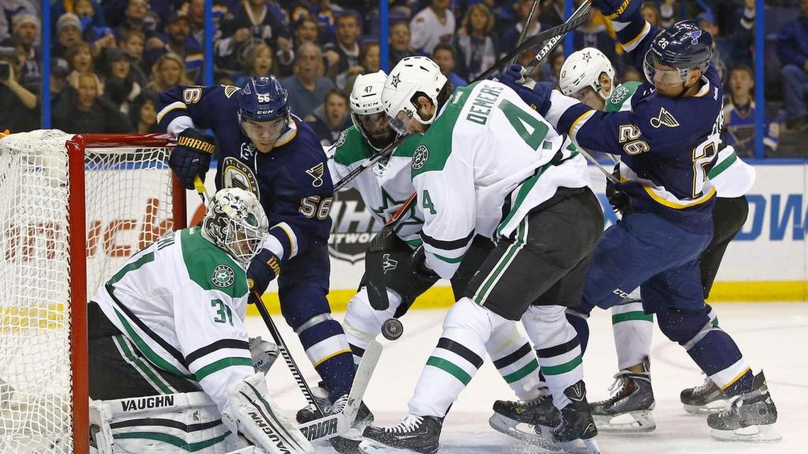 The Dallas Stars and St. Louis Blues were the top two teams in the Western Conference standings. In their head-to-head series this season, each won a game 3-0 at home while the Blues won the remaining three games, two in overtime and one in a shootout.