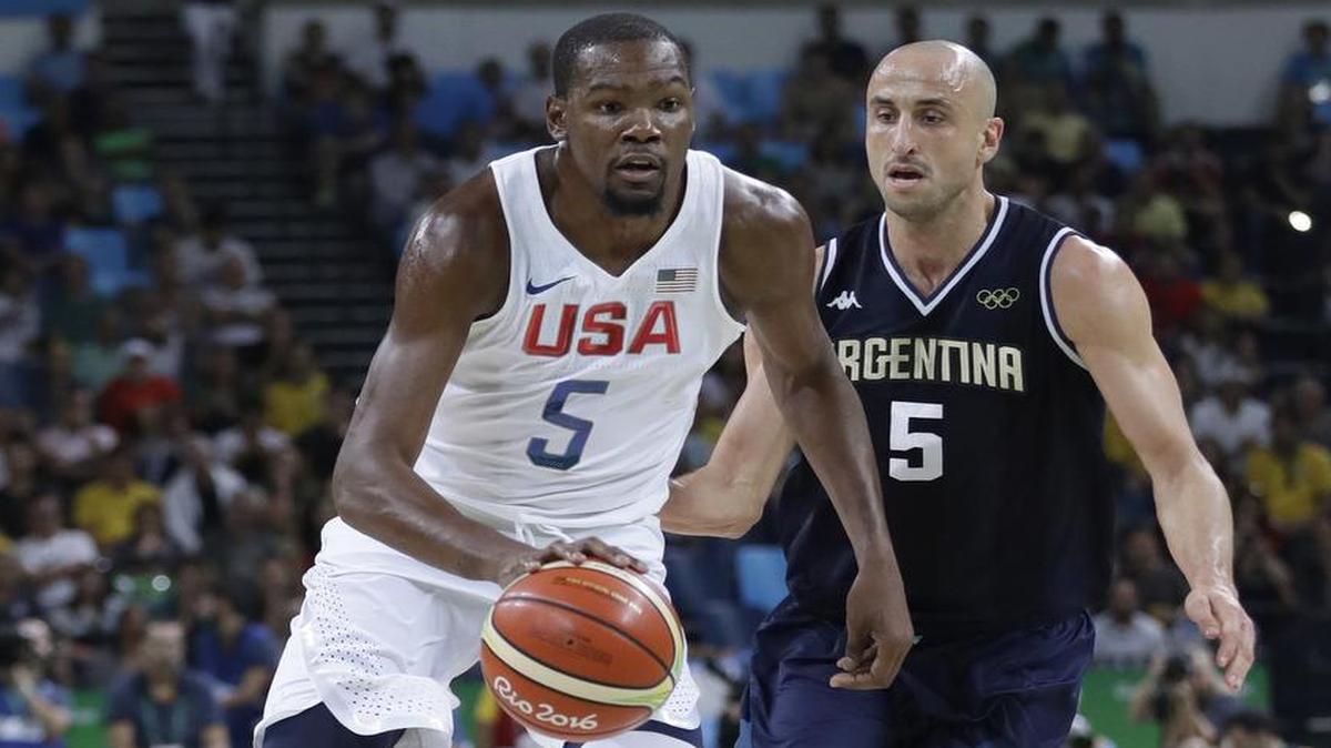 Kevin Durant scored 27 points to lead the United States past Manu Ginobili and Argentina in Wednesday’s Olympic basketball quarterfinal. Ginobili announced his retirement from international basketball after the game. The U.S. advanced to the semifinals against Spain on Friday.