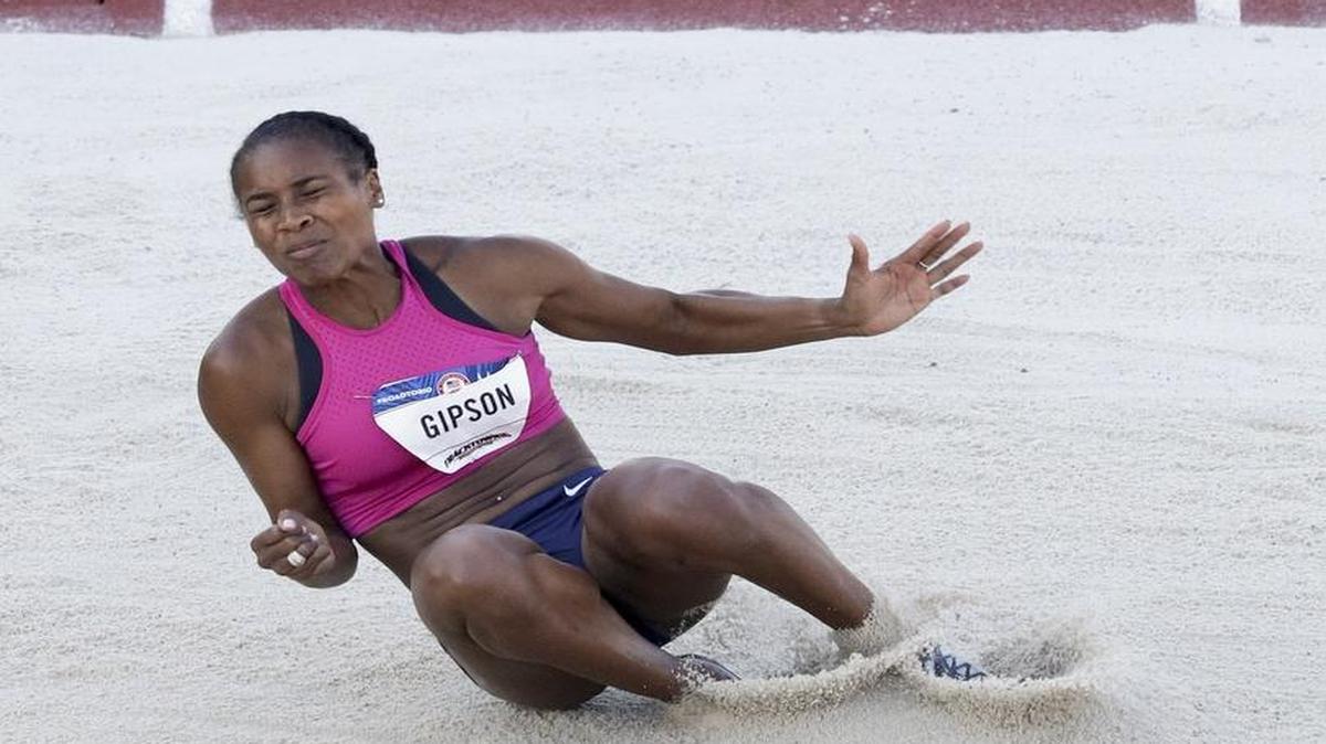 Whitney Gipson competes during the women’s long jump event at the U.S. Olympic Track and Field Trials. She qualified with the sixth best jump.