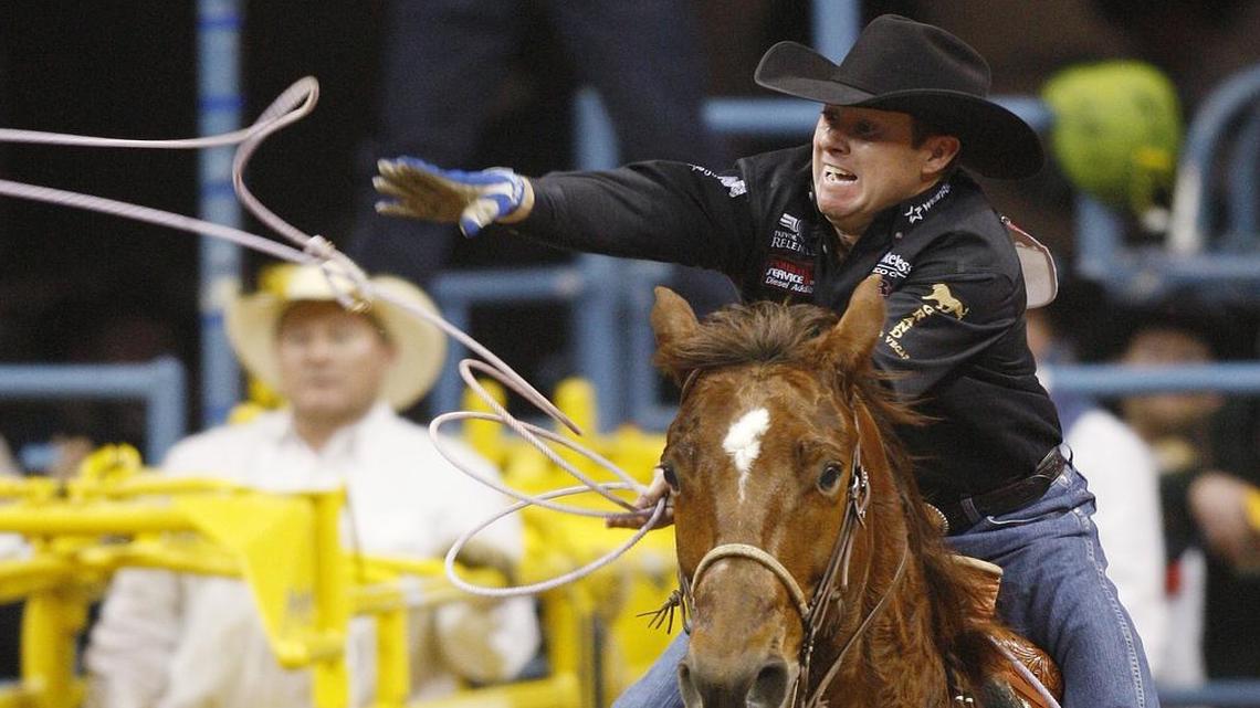 Trevor Brazile, competing in 2009 in this file photo, captured his record 25th PRCA world title by winning the steer roping competition last weekend in Mulvane, Kansas.