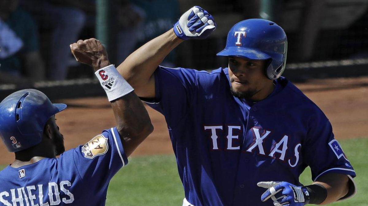 Delino DeShields, left, Carlos Gomez and the Texas Rangers are back home in Arlington on Friday as they take on the Kansas City Royals in a tuneup at Globe Life Park. KTXA/Ch. 21 has the coverage starting at 7 p.m.