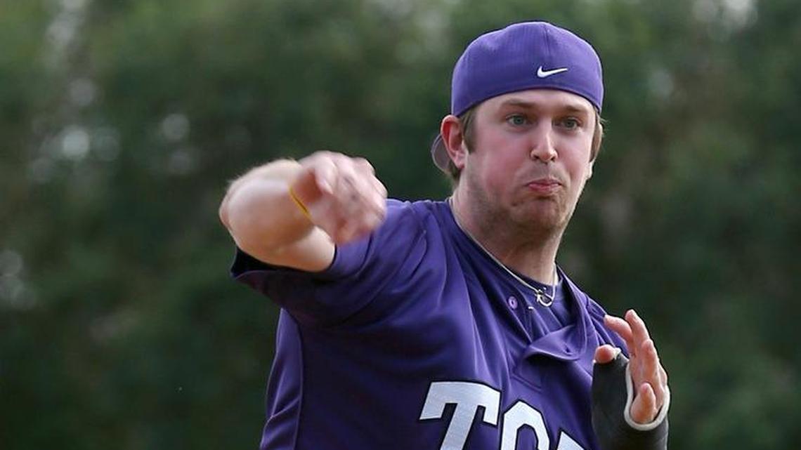 Former TCU quarterback Bram Kohlhausen threw out the ceremonial first pitch before a TCU home game back in 2016. In May, he fell approximately 75 from a helicopter while hunting. His conditioning is improving, but he has a long recovery ahead.