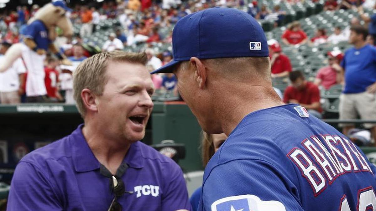 TCU baseball coach Jim Schlossnagle and Rangers manager Jeff Banister have forged a friendship that goes beyond baseball. But baseball took Banister to Phoenix on Friday night to catch the Horned Frogs' season opener.