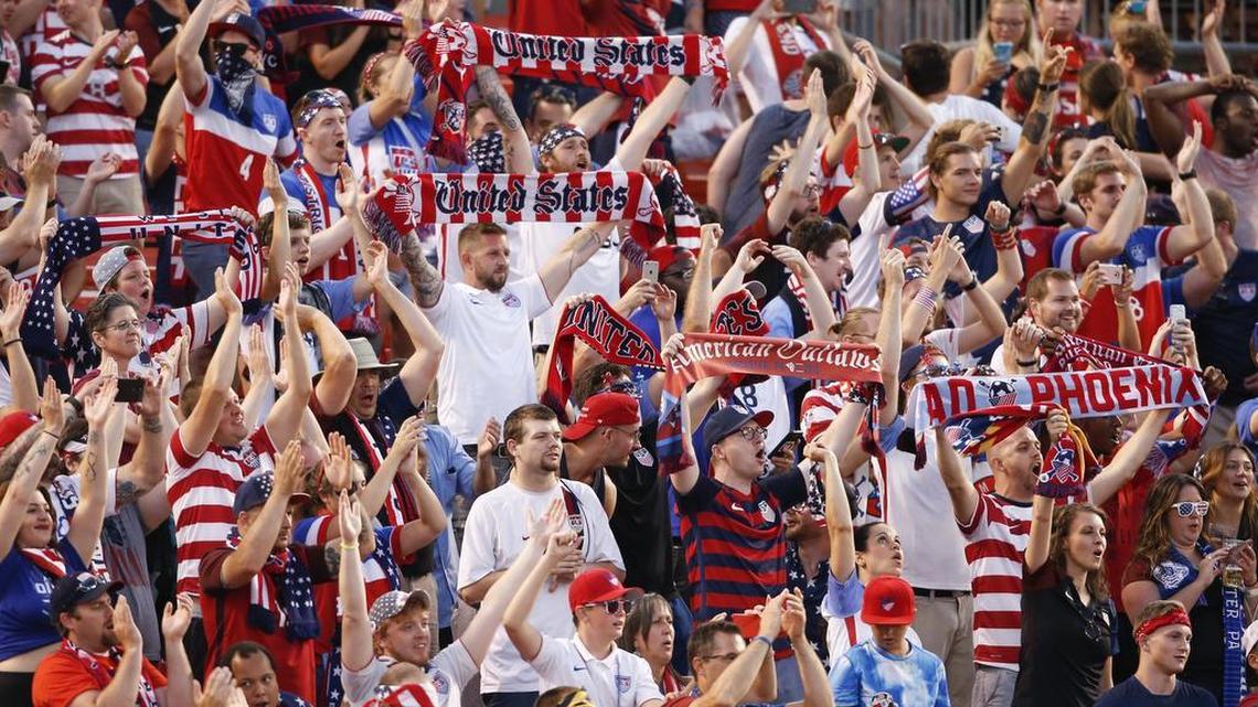 U.S. soccer fans cheer after the team's 3-0 victory over Nicaragua in a CONCACAF Gold Cup soccer match in Clevelandon July 15.