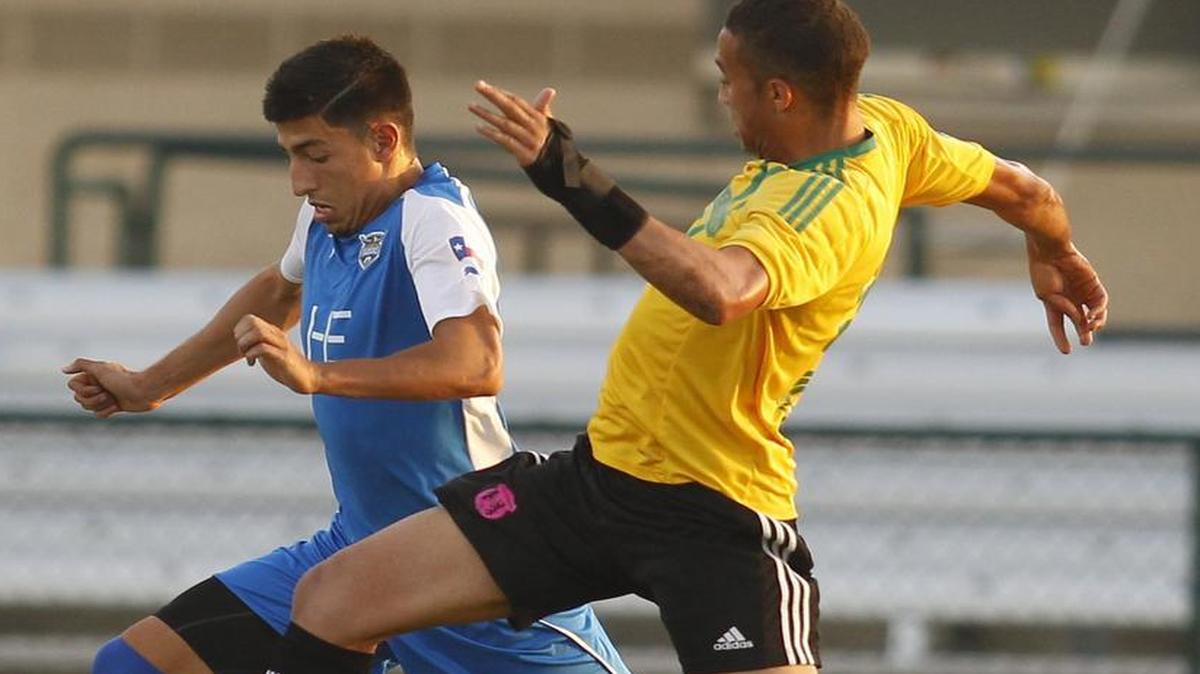 
The Vaqueros’  Diego Sanchez, left, playing the ball in a game last year, has been the brightest spot of the preseason, coach Mark Snell says.
