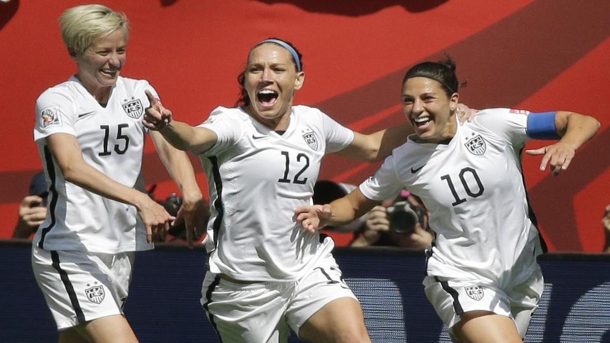 Megan Rapinoe, left, Lauren Holiday, center, and Carli Lloyd are trying to lead the United States to an Olympic gold medal this summer after winning the World Cup last year.