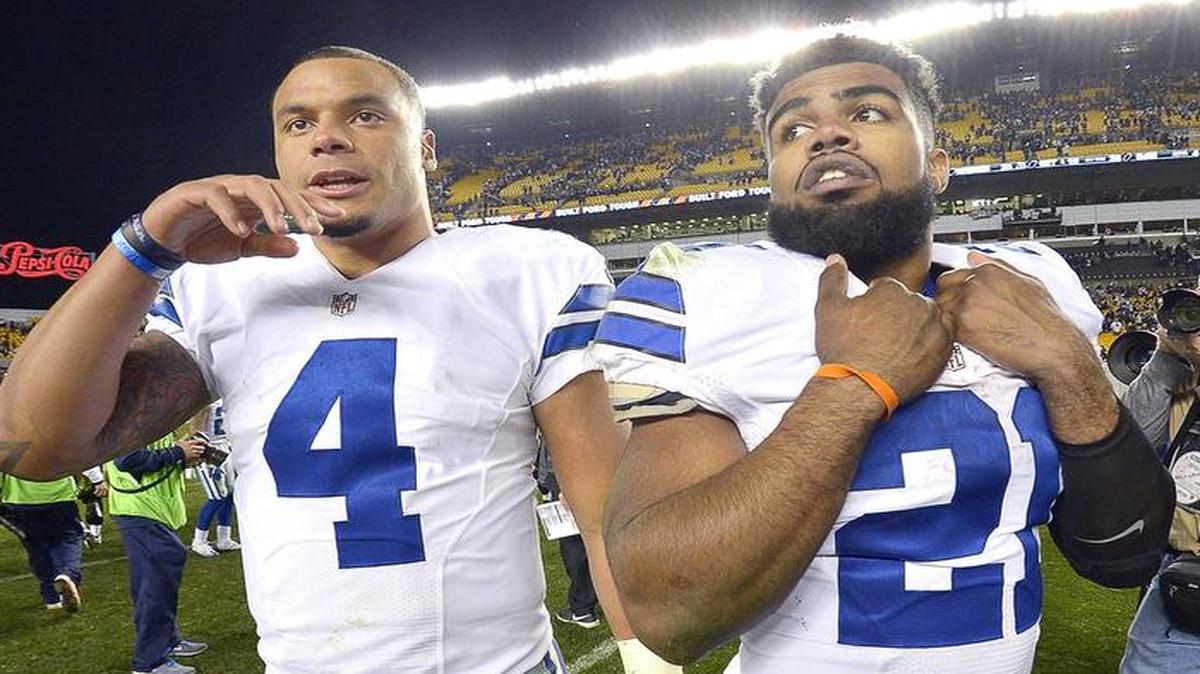 Dallas Cowboys quarterback Dak Prescott (4) and running back Ezekiel Elliott (21) arrived in 2016 to lead the Cowboys out of the wilderness. In January 1996, the last time the Cowboys won a divisional round game, they were babes in the woods.
