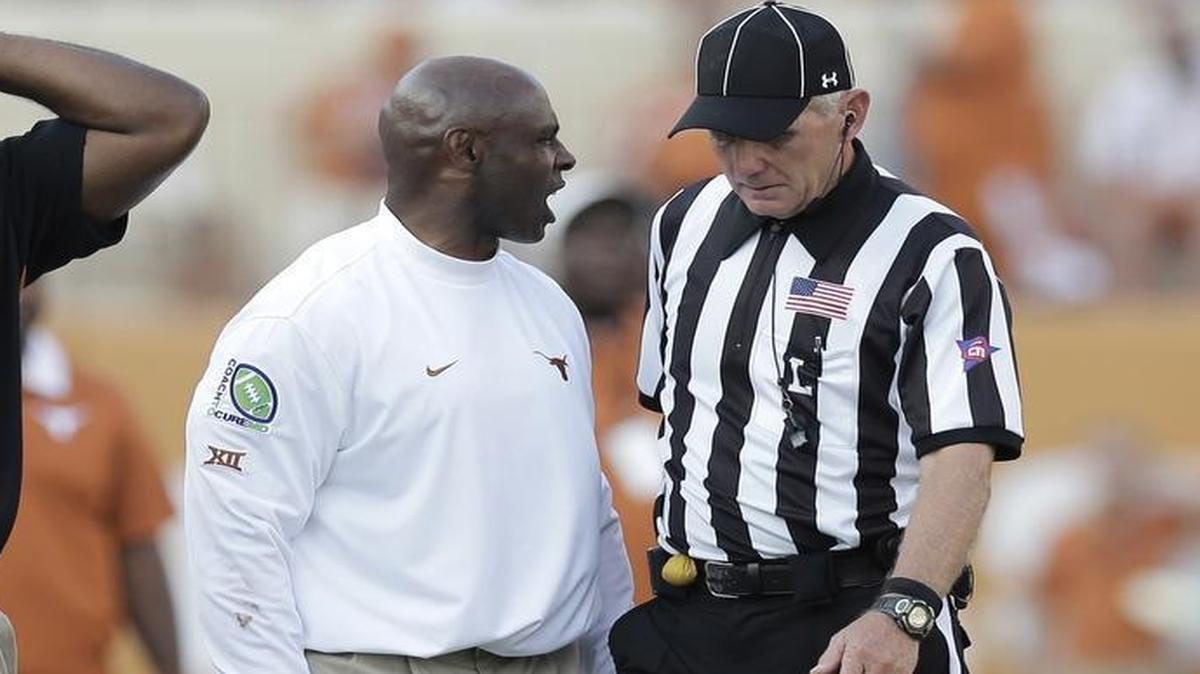 
Texas coach Charlie Strong, center, has had a lot to be unhappy about during his tenure as Texas’ head coach.

