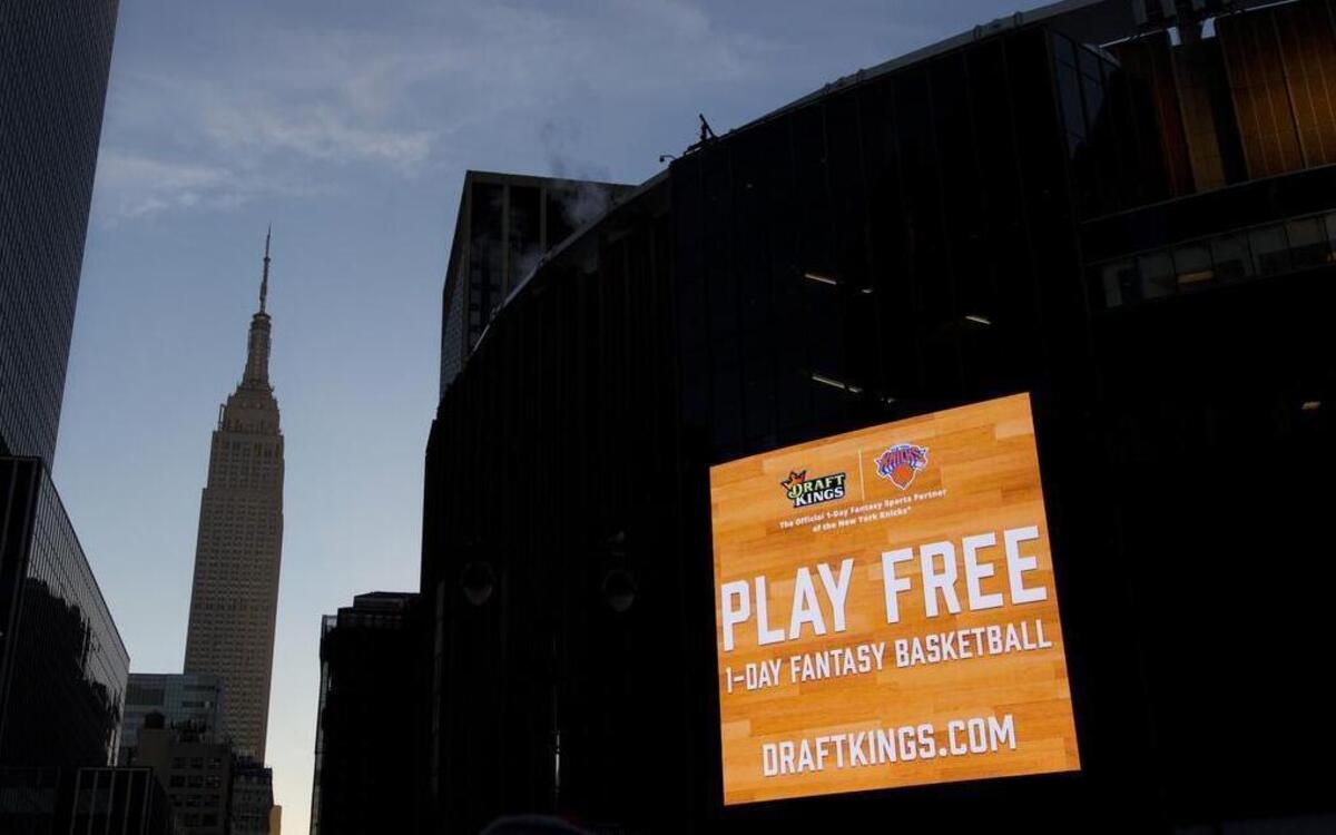DraftKings advertises its fantasy sports site at Madison Square Garden on Jan. 6.