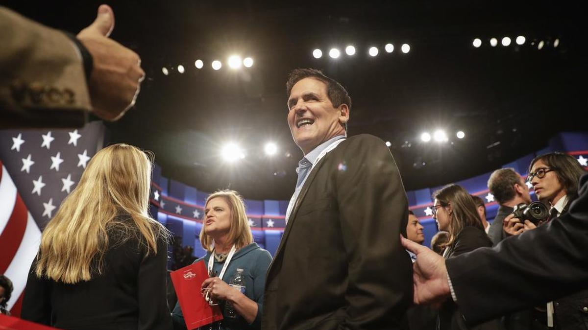 Mark Cuban, at the third presidential debate in Las Vegas, has become a popular political pundit during the race for the White House.