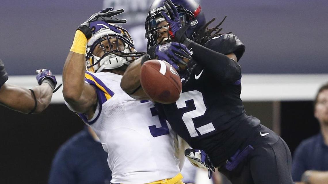 TCU cornerback Jason Verrett, right, went toe-to-toe with wide receiver Odell Beckham of LSU at AT&T Stadium in 2013.