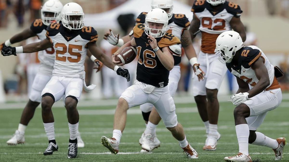 Texas quarterback Shane Buechele shined in the Longhorns’ spring game, leading coach Charlie Strong to say that he will play in the fall.