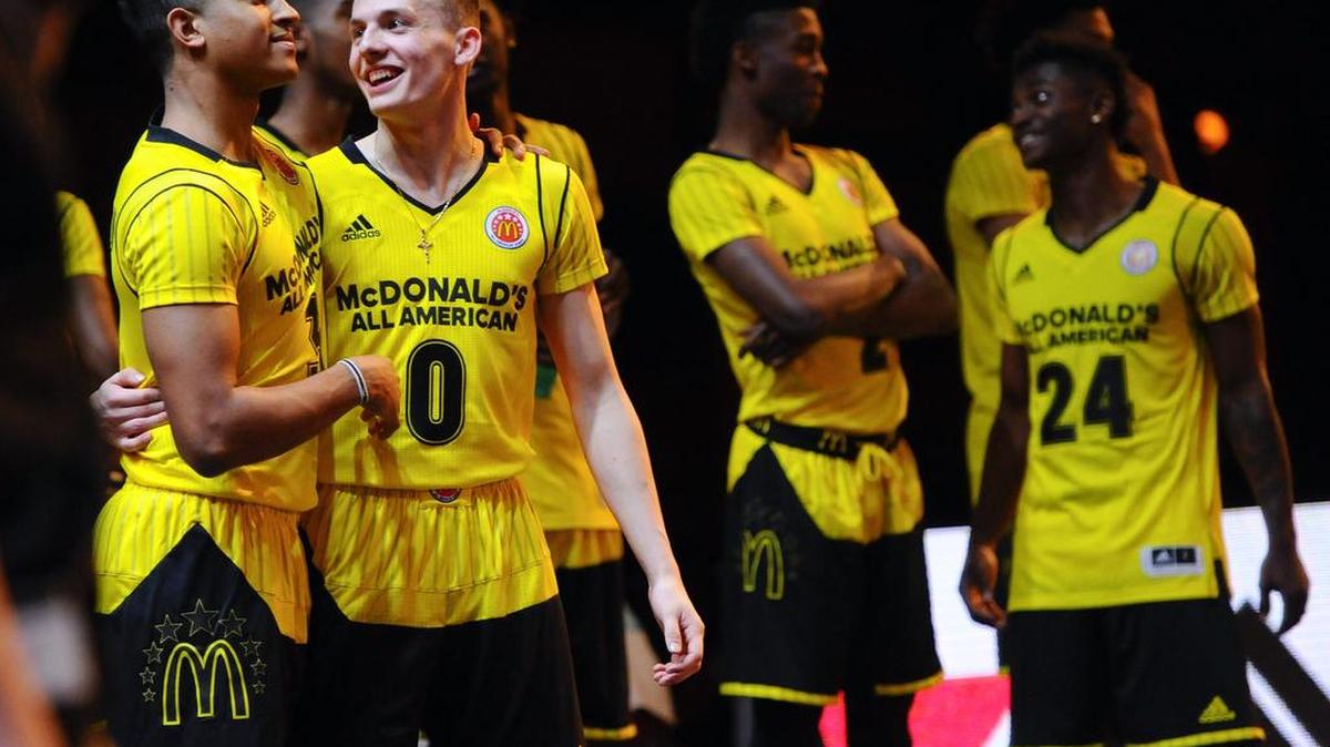 The 39th McDonald’s All-Star boys basketball game will be shown at 8 p.m. Wednesday on ESPN. Kyle Guy, left, from Indianapolis, and Utah’s Frank Jackson, second from left, are among the competitors, which include five Texas high schoolers.