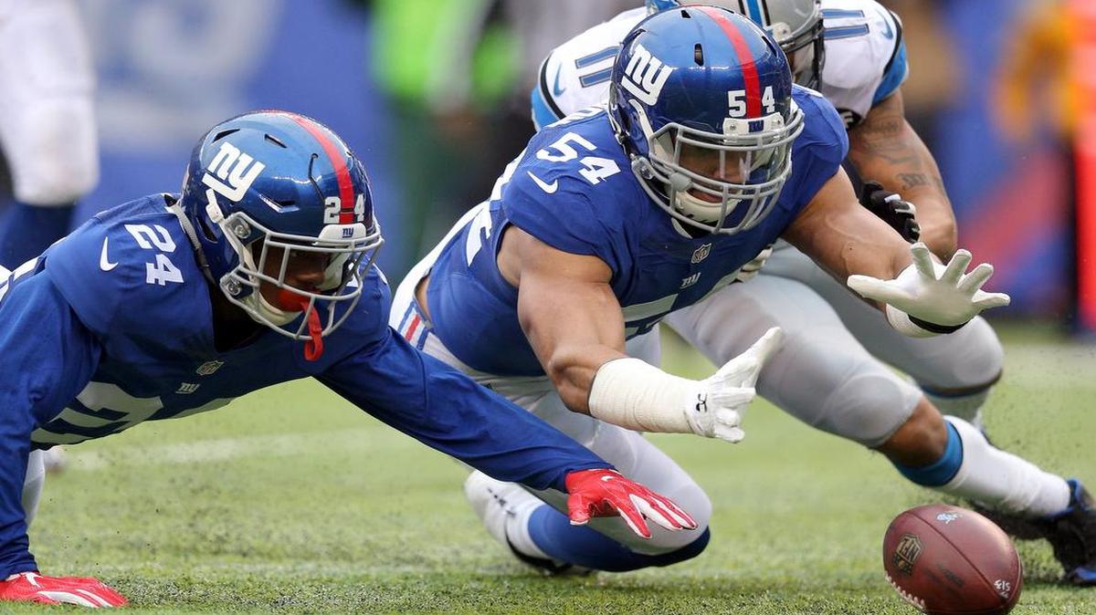 Giants defenders Eli Apple (24) and Olivier Vernon (54) will try to keep New York (10-4) in the race for the NFC East title and top seed in the conference when they visit the Philadelphia Eagles (5-9) at 7:25 p.m. Thursday in a game broadcast on NBC (KXAS/5 in Dallas-Fort Worth), NFL Network and Twitter.