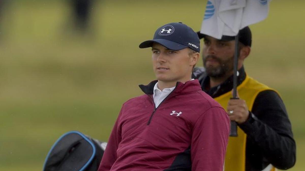 Jordan Spieth of the United States reacts after a shot on the 11th fairway during the second round of the British Open Golf Championship, at Royal Birkdale, Southport, England, Friday July 21, 2017. Spieth has a two-shot lead after 36 holes. Coverage of the third round of the British Open starts at 3 a.m. Saturday on the Golf Channel and continues at 6 a.m. until 2 p.m. on NBC (KXAS/Channel 5). A TV simulcast online is scheduled from 3:30 a.m. to 2 p.m. on Golfchannel.com and the NBC Sports App.